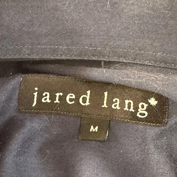 Jared Lang Button Down Navy Dress Shirt. Yellow Plaid Contrast Trim. Medium. - Picture 3 of 6